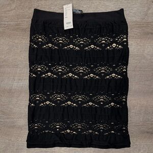 Bebe Vintage Y2K Lace Banded Tube Skirt Black Made in USA NWT Size M/L Stretch